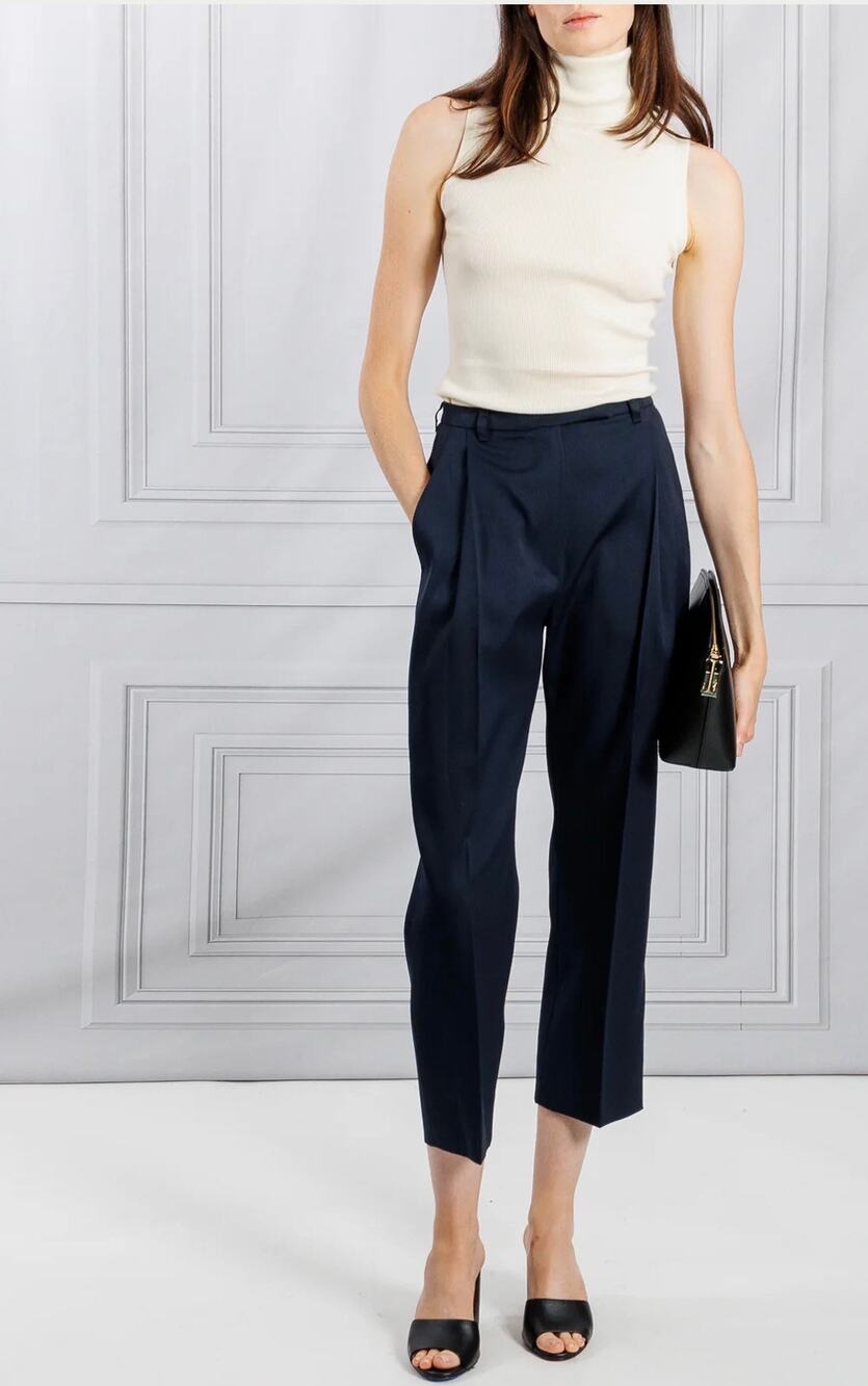 Christian Wijnants Prikana Crop Pants in Dark Navy FR 42 US 10